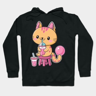 Cute Cat Loves Drinking Bubble Tea Hoodie